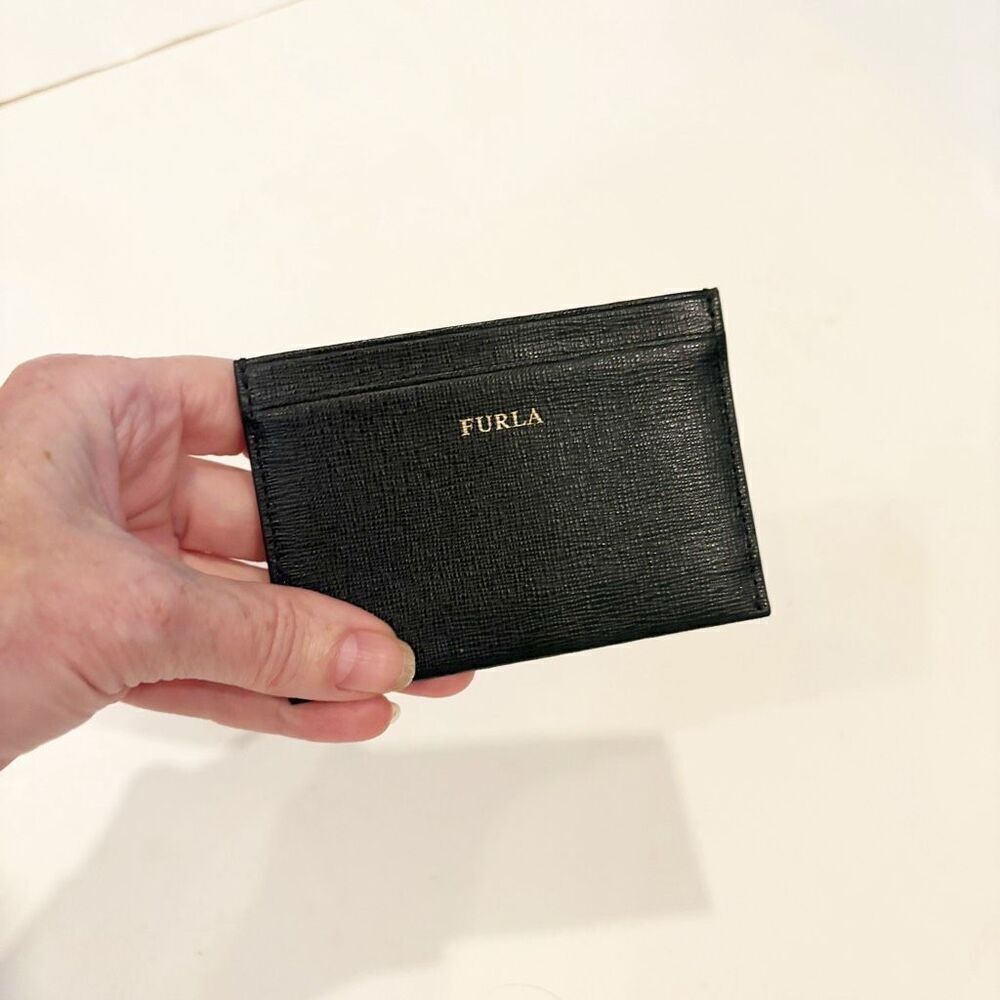 NWOT FURLA Leather Card Holder wallet Black Leather